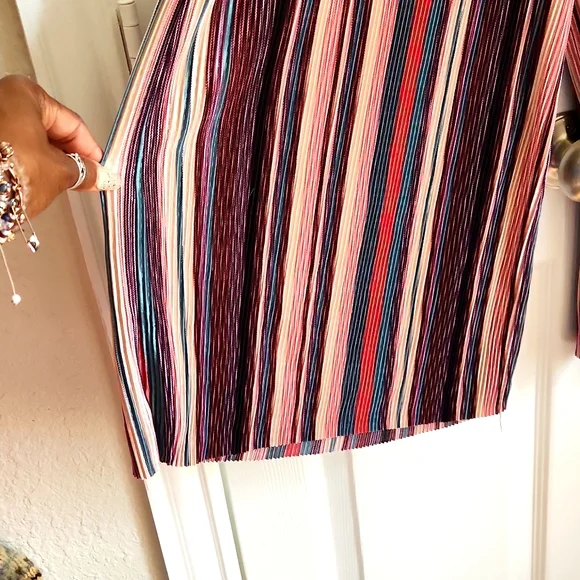 MILLENIAL PINK accordion pleated jumpsuit S wide leg studio 54 disco costume new - Picture 4 of 5